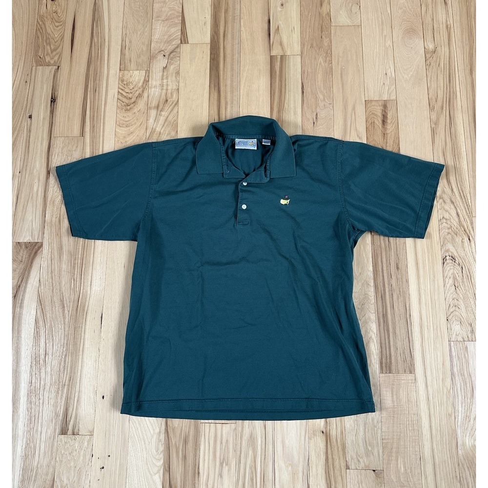 Vintage Masters Green Polo Shirt Augusta National Gift Shop Large Excellent 90s